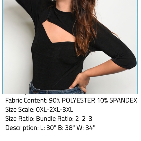 New Plus Size 0X 2X 3X Bodysuit keyhole curvy - Picture 3 of 4